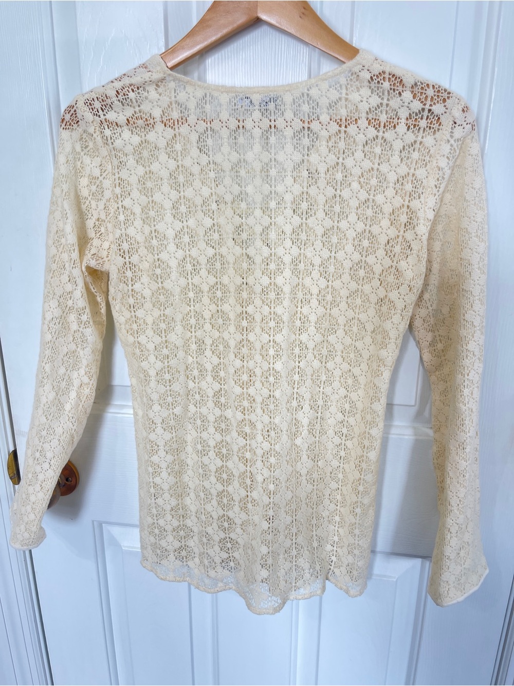 VTG Y2K Earthbound Trading Sheer Lace Front Small Cream Floral Fairy Boho - Picture 6 of 8